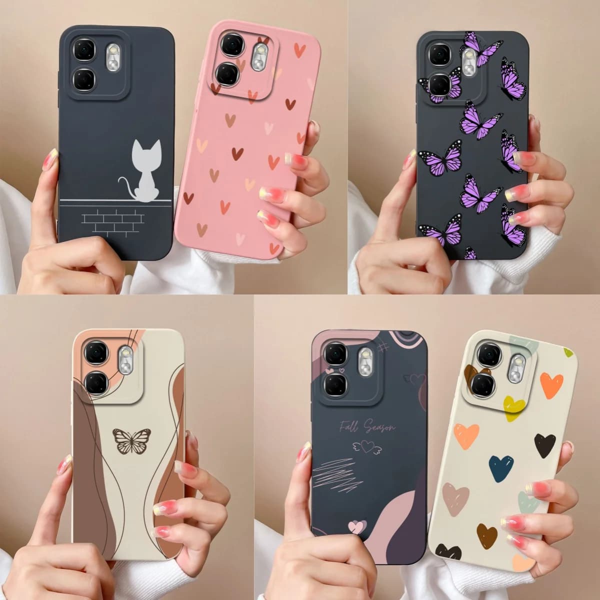 For Infinix Smart 9 Case Fashion Butterfly Liquid Silicone Full Protection Back Cover For Infinix Smart9 Model X6532 Phone Shell