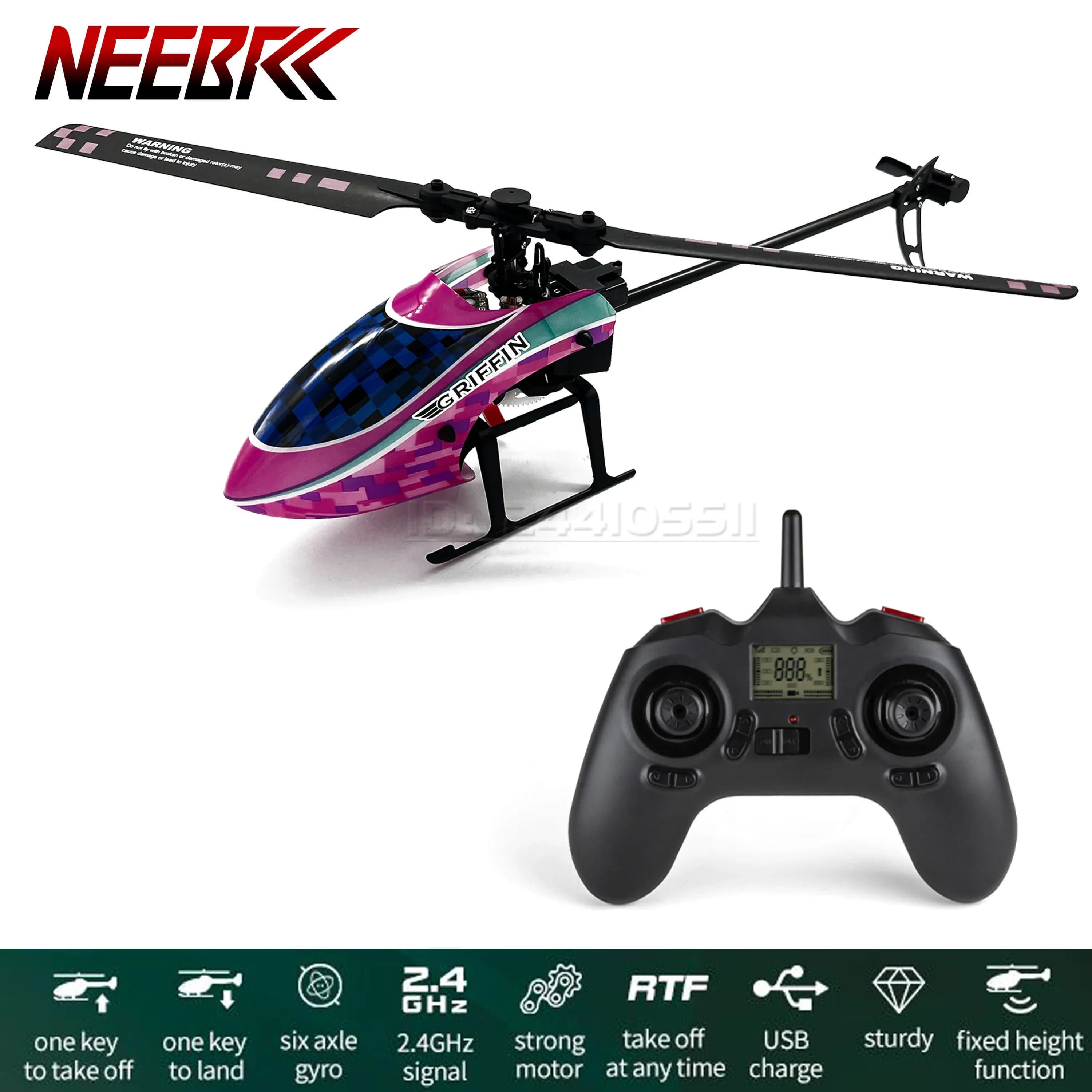 NEEBRC F03 RC 6-Aixs Giroscopio Elicotteri 2.4G Telecomando Flybarless RTF Carica USB 8520 Motore Coreless 4.3g Servo Parte