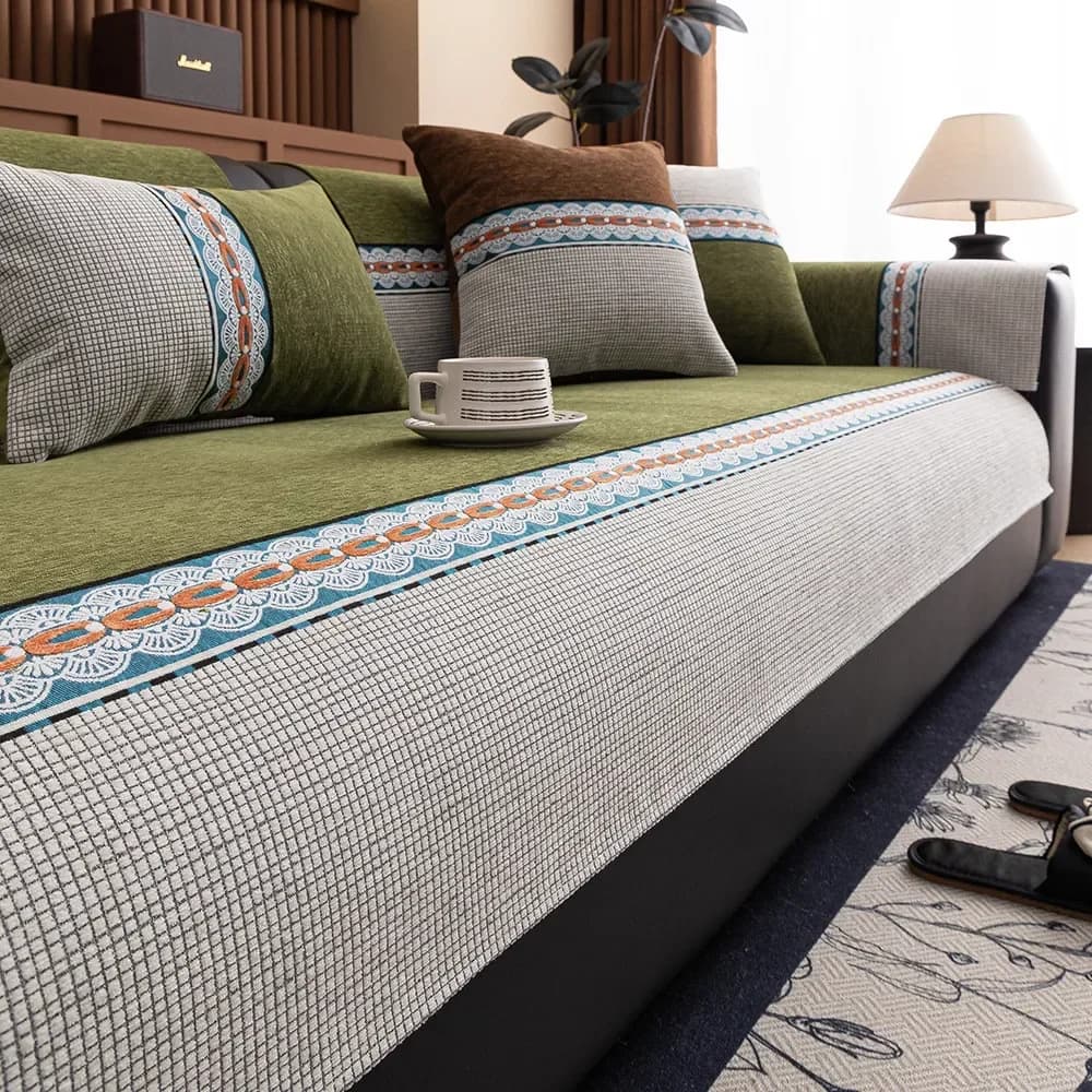 1pcs Chenille Sofa Cover Four Seasons Universal Machine Washable Seat Mat Non-slip Backrest Towel Couch Cushion for Living Room
