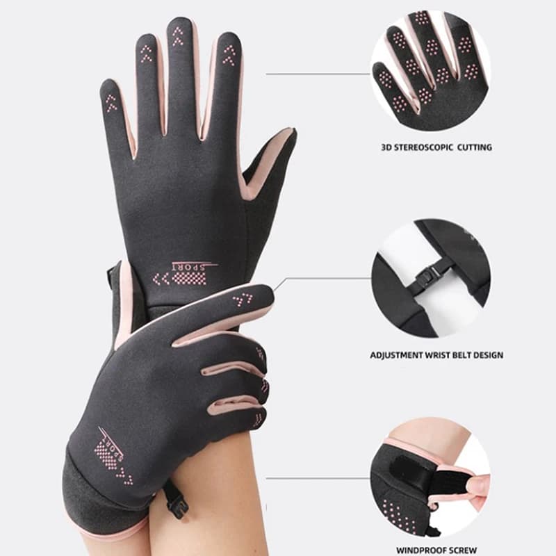 Guanti da Moto Protettivi, Guanti da Corsa Antiscivolo Impermeabili Antivento Touchscreen, Guanti Invernali Caldi a Dita Intere