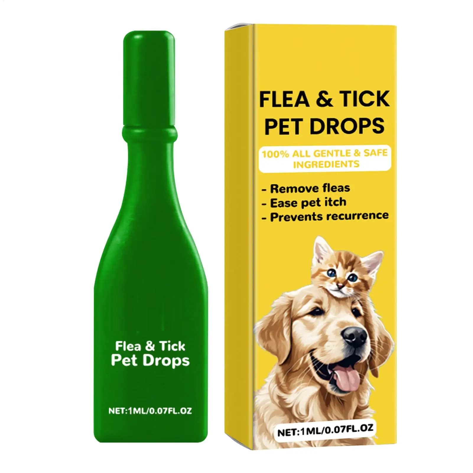 Spray Antiparassitario per Animali Domestici 50ml, Gocce per la Rimozione di Pulci e Zecche, Sollievo dal Prurito Cutaneo, Liquido a Lunga Durata per la Pulizia di Cani e Gatti
