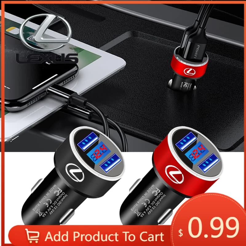 Adesivi per interni 1 pz Caricatore per auto 2 porte USB Ricarica rapida Display digitale Accessori auto per Lexus IS250 Ct200h LS430 LX570 N