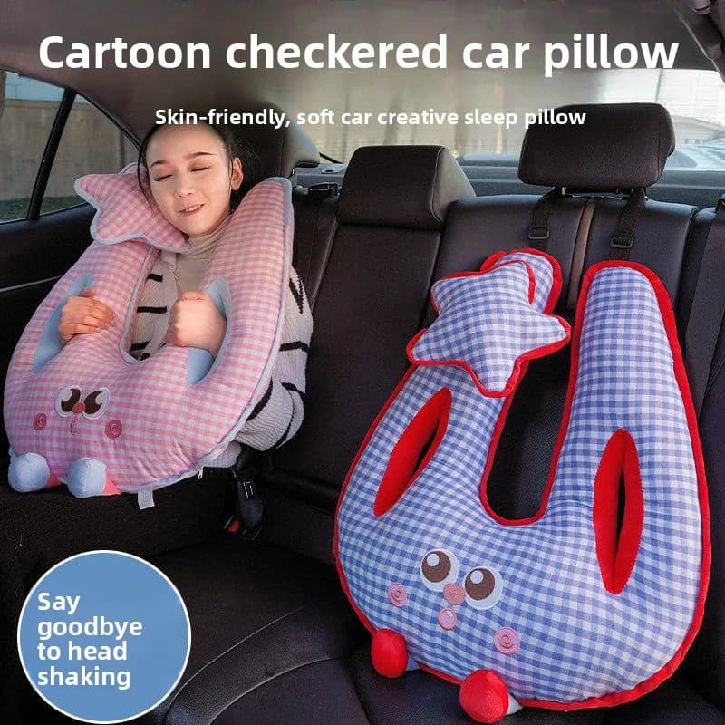 Cuscino da Viaggio per Auto, Anti-strangolamento per Bambini, Strumento per Dormire sul Sedile Posteriore, Cuscino da Viaggio per Adulti per Lunghe Distanze, Giocattolo in Peluche
