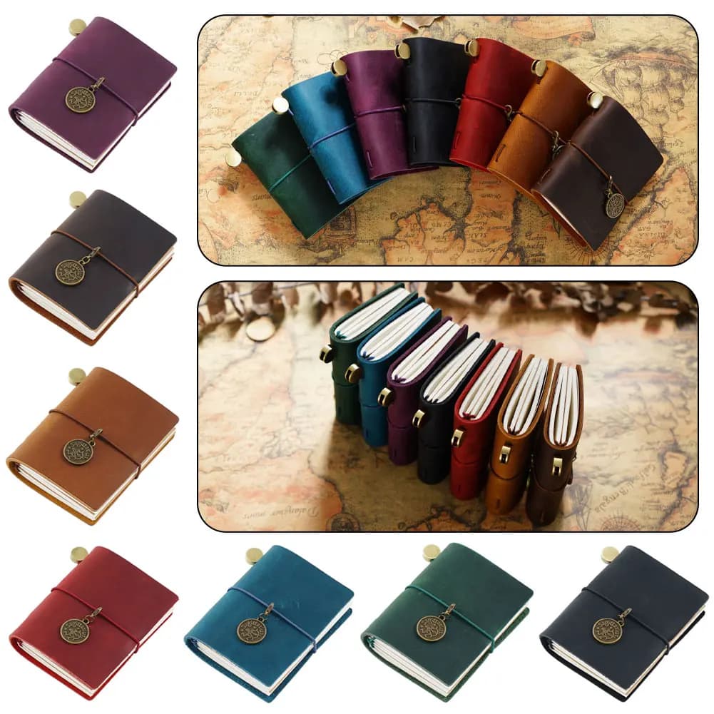 Mini Leather Journal Notebook With 2 Refills Vintage Style Pocket Notebook Portable Unique Keepsake Present For Friends Family