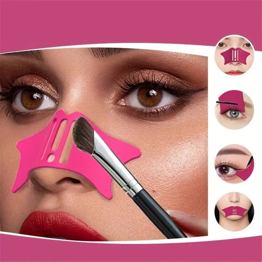 1 pz stencil per eyeliner contorno naso, strumento di ausilio per il trucco degli occhi multifunzionale in silicone 4 in 1 per evidenziatore/alaato per ombretto al naso