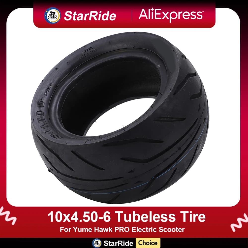 10x4.50-6 Tubeless Tire 10 Inch Vacuum Tyre For Yume Hawk PRO Electric Scooter 10*4.50-6 Thickened Wear-Resistant Tires Parts