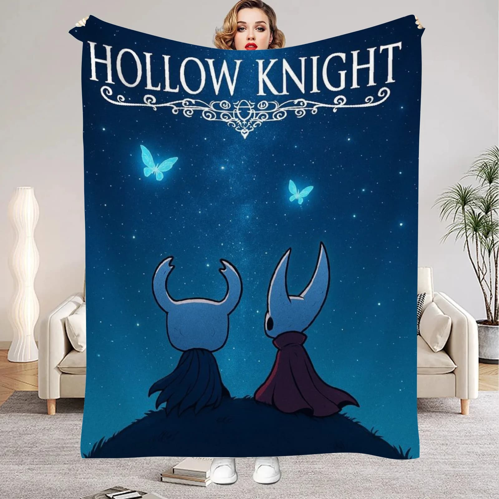 Hollow Knight Blanket Cartoon Game Printed Flannel Blanket for Home Living Room Bedroom Decor New Year Christmas Gift for Fans