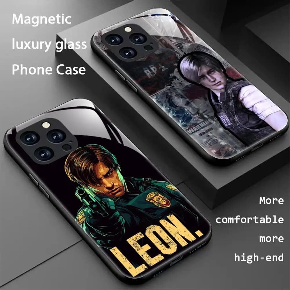 Hot Leon R-Resident Evil Game Phone Case For iPhone 17 16 15 14 13 12 11 X XR XS 8 Plus Mini Pro Max Glass Magnetic Phone Case