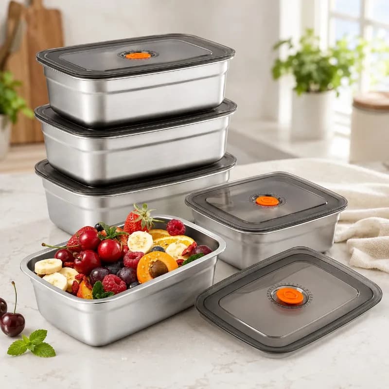 Stainless Steel Large Capacity Bento Box Sealed Leak Proof Lunch Box for Camping Fridge Freezer Food Storage