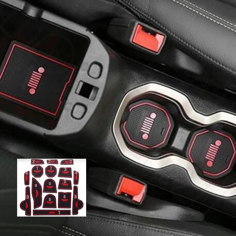 16PCS Car Styling Auto Accessories Auto Anti-slip Cup Mat Non Slip Door Gate Pad for Jeep Renegade 2016 2017