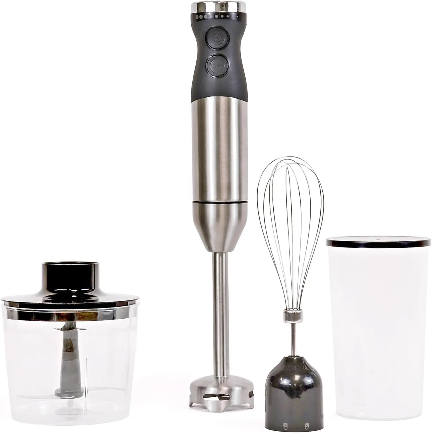 Frullatore a Immersione Portatile, 1000W con Modalità Turbo, Asta in Acciaio Inox, Frusta e Tritatutto per Frullati, Zuppe, Alimenti per Bambini