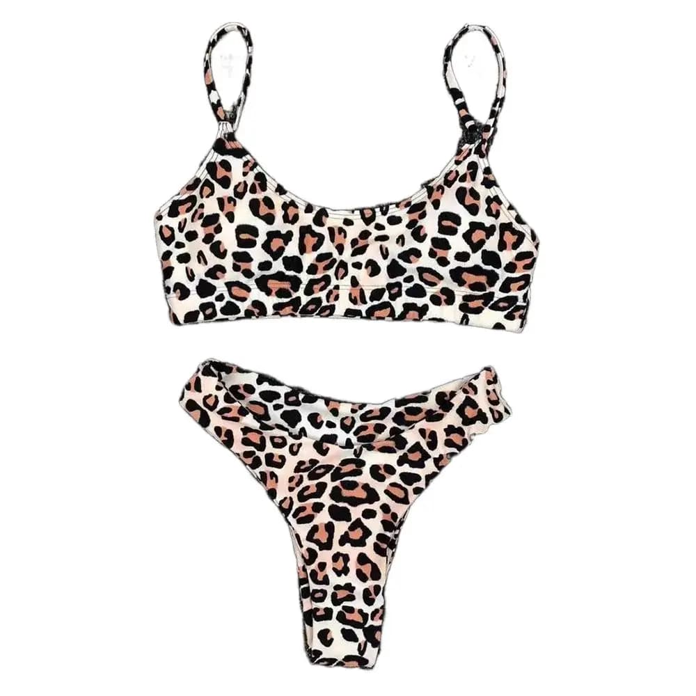 New Sexy bikini with leopard print for women girl fashion bikini without back Set two pieces swimsuits divided swimsuits low waist beach