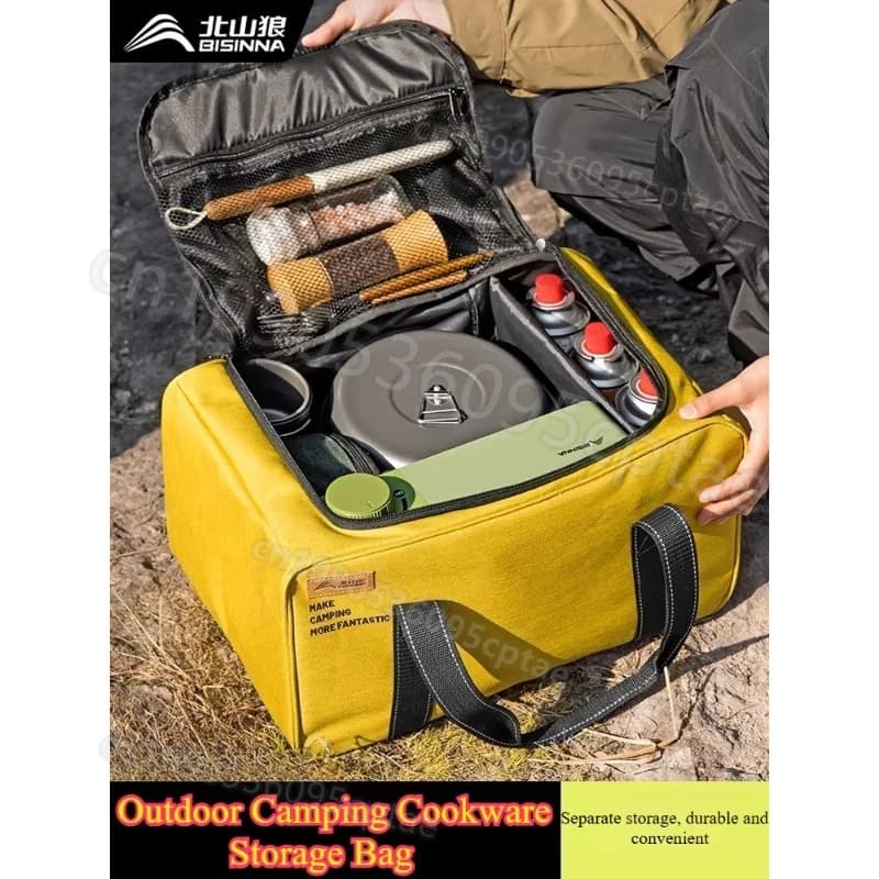 Set di Pentole da Campeggio Portatile, Kit da Cucina Leggero per Esterni, Pentola e Padella Pieghevoli con Borsa per Escursioni, Picnic e Backpacking