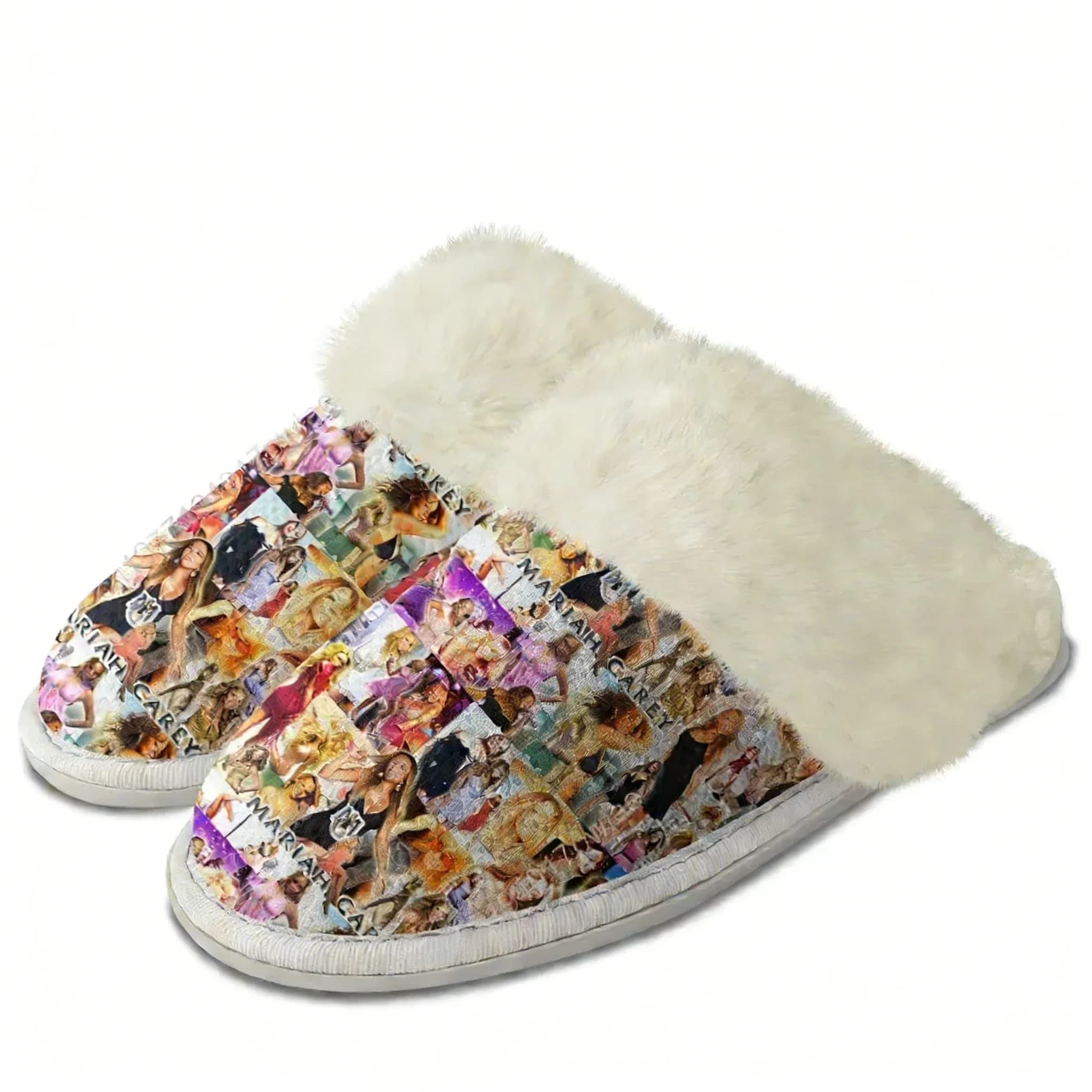 Pantofole in peluche Mariah Carey Hip hop Singer, scarpe calde e traspiranti per uomo e donna, pantofole termiche leggere in cotone per la casa