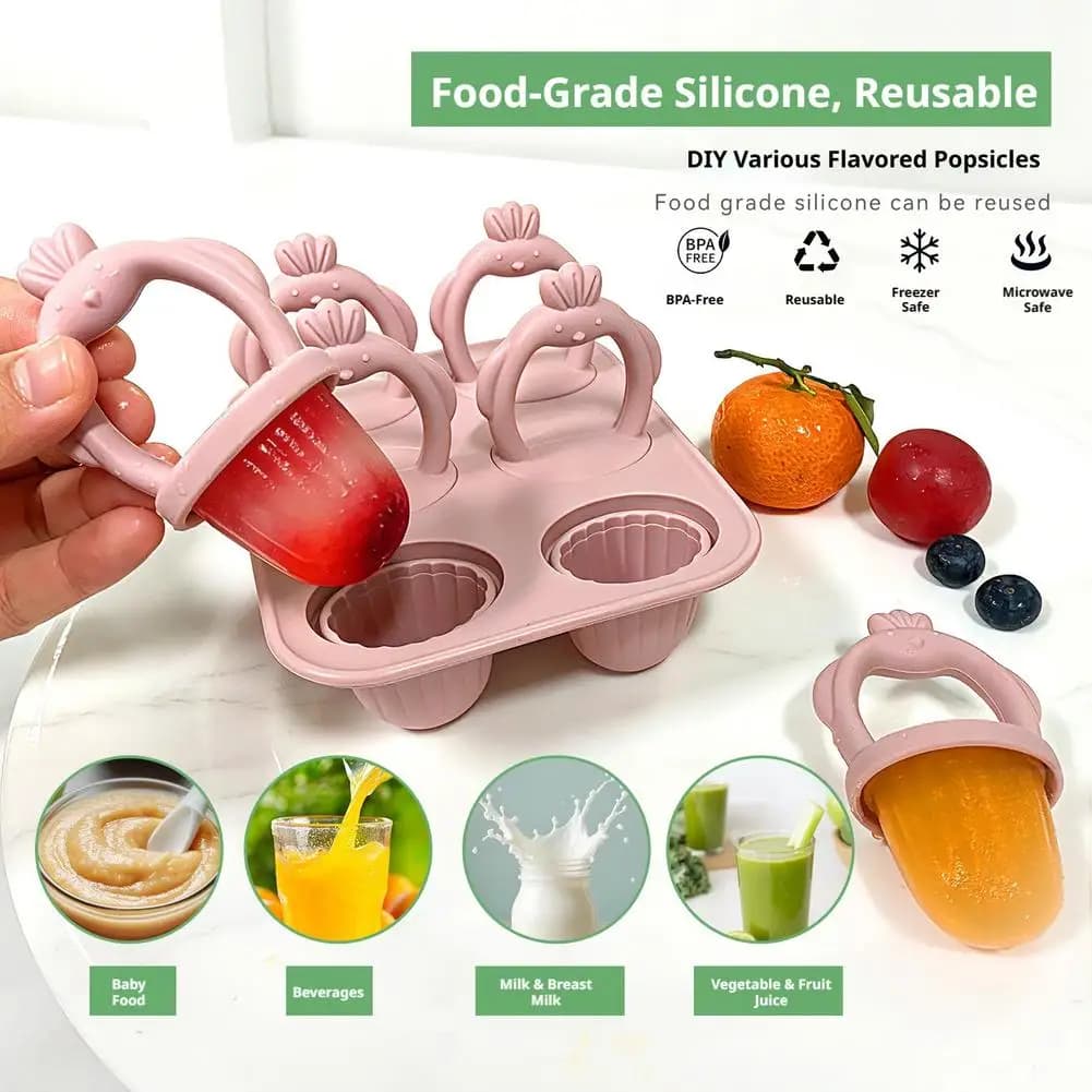 Silicone Popsicle Mold 6-hole Fruit Shaped Mini Popsicle Mold Fun Shape Homemade Popsicle Molds DIY Ice Cream Mold