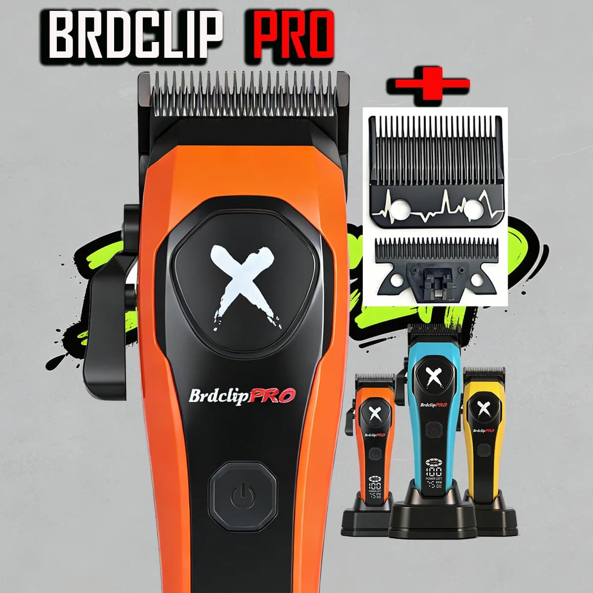 Professional FADE Haircuts for Barbieri with DLC Blade, BRDCLIP Charging Base, Beauty Salon Tool for Men