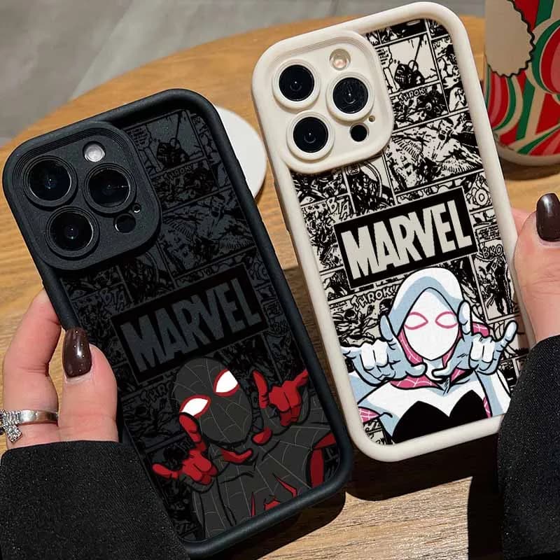Cover per iPhone S-Spider Man Marvel per Apple iPhone 17 16 15 14 13 12 Mini 11 Pro Max, custodia morbida in silicone con occhi e scala, funda, capa