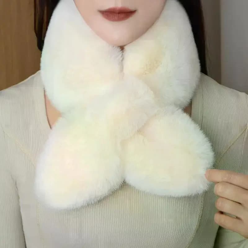 Sciarpa invernale in pelliccia di coniglio finta per donna Sciarpa per ragazza Sciarpe morbide in peluche Tinta unita Scaldacollo Roba Regali di Natale