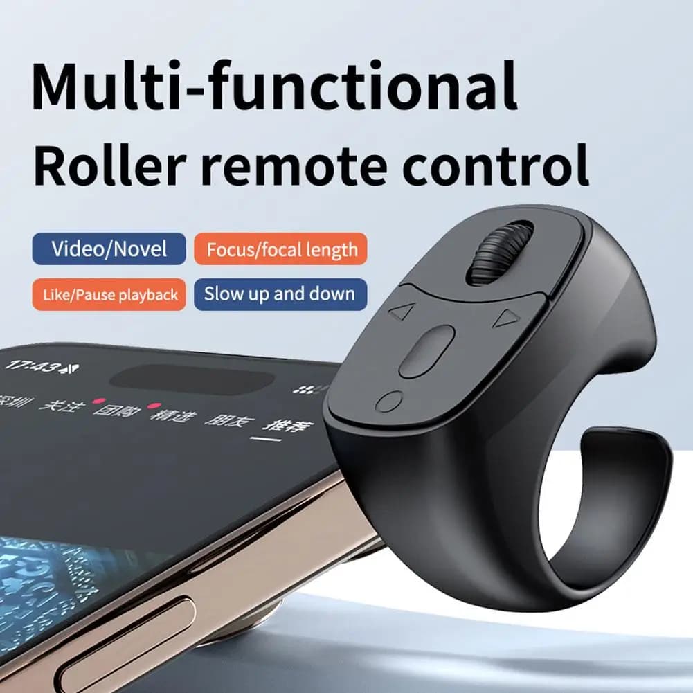 1PCS Bluetooth Wireless Camera Shutter Scrolling Multi-Function Selfie Remote for Smartphones Roller Ring Remote Control
