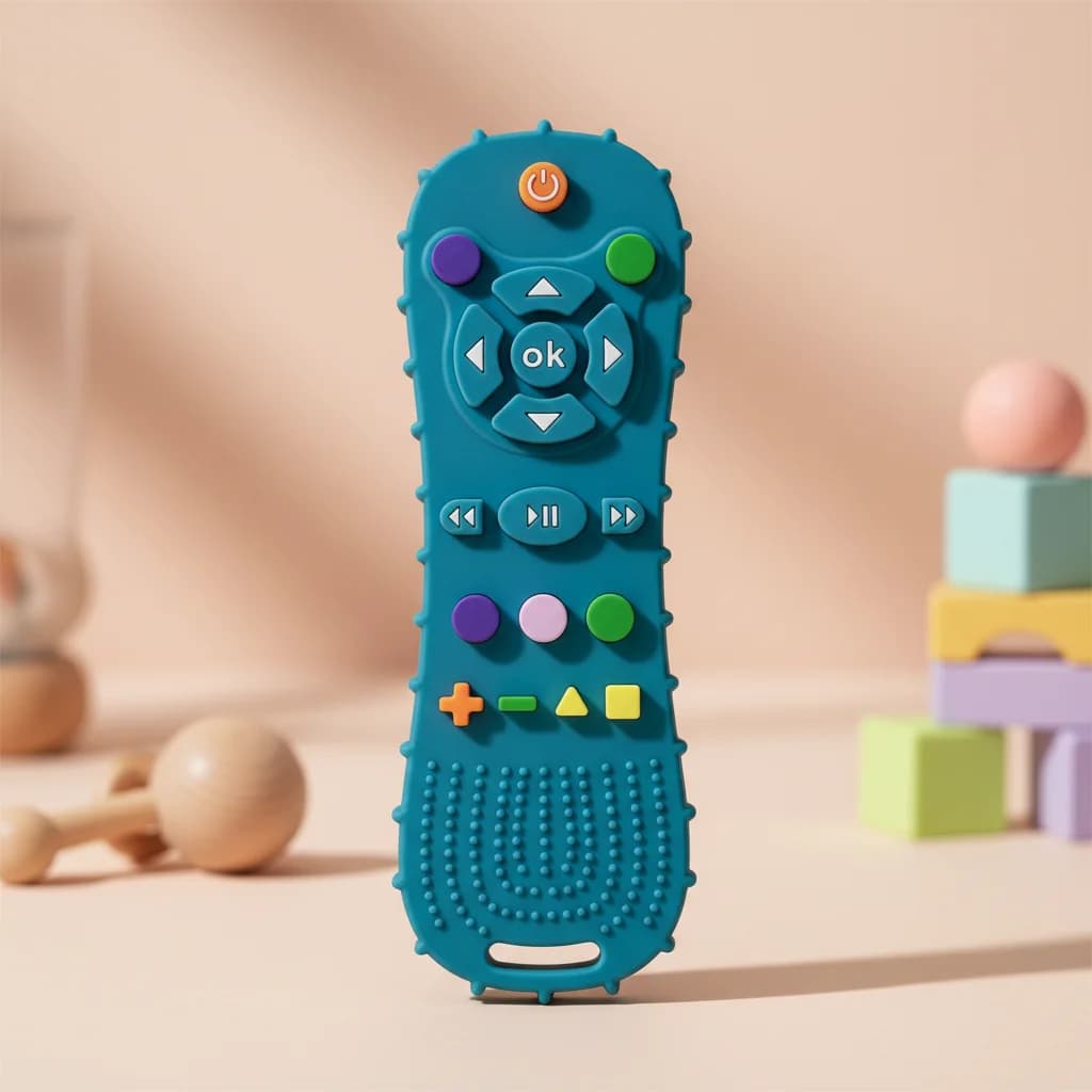 1pk Baby Teething Toys Silicone Remote Control Teether for 0-6 6-12 Months Montessori Sensory Teething Toy for Babies Infants