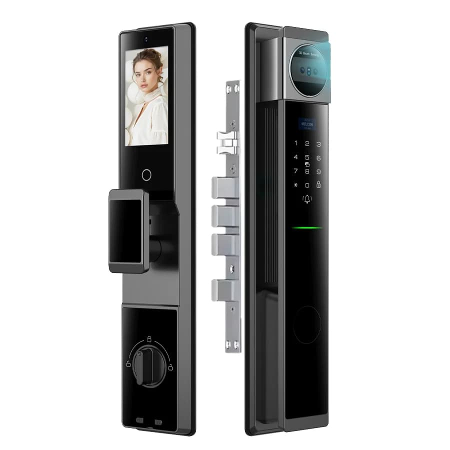 Smart Lock for Front Door Tuya App Built-in Camera Fingerprint Face Recognition Waterproof Aluminum Door Compatible Cloud