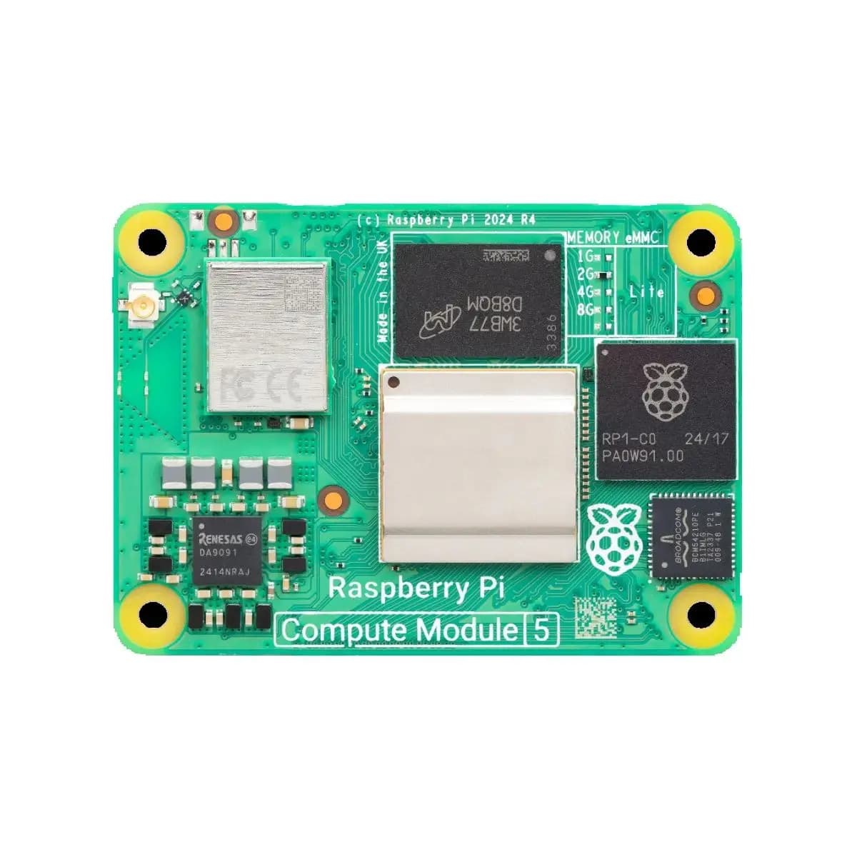 Raspberry Pi CM5002000 2 GB LPDDR4 RAM BCM2712 Quad-core 64 bit Arm Cortex-A76 Dual HDMI output 4Kp60 USB 3.0