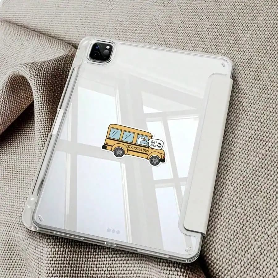 5pcs Struggle Bus Sticker Funny Get In Bestie Anxiety Retro Mental Health Sarcastic Stickers Die-Cut Waterproof Vinyl Sticker For Laptop Water Bottle Phone Case Hardhat Toolbox
