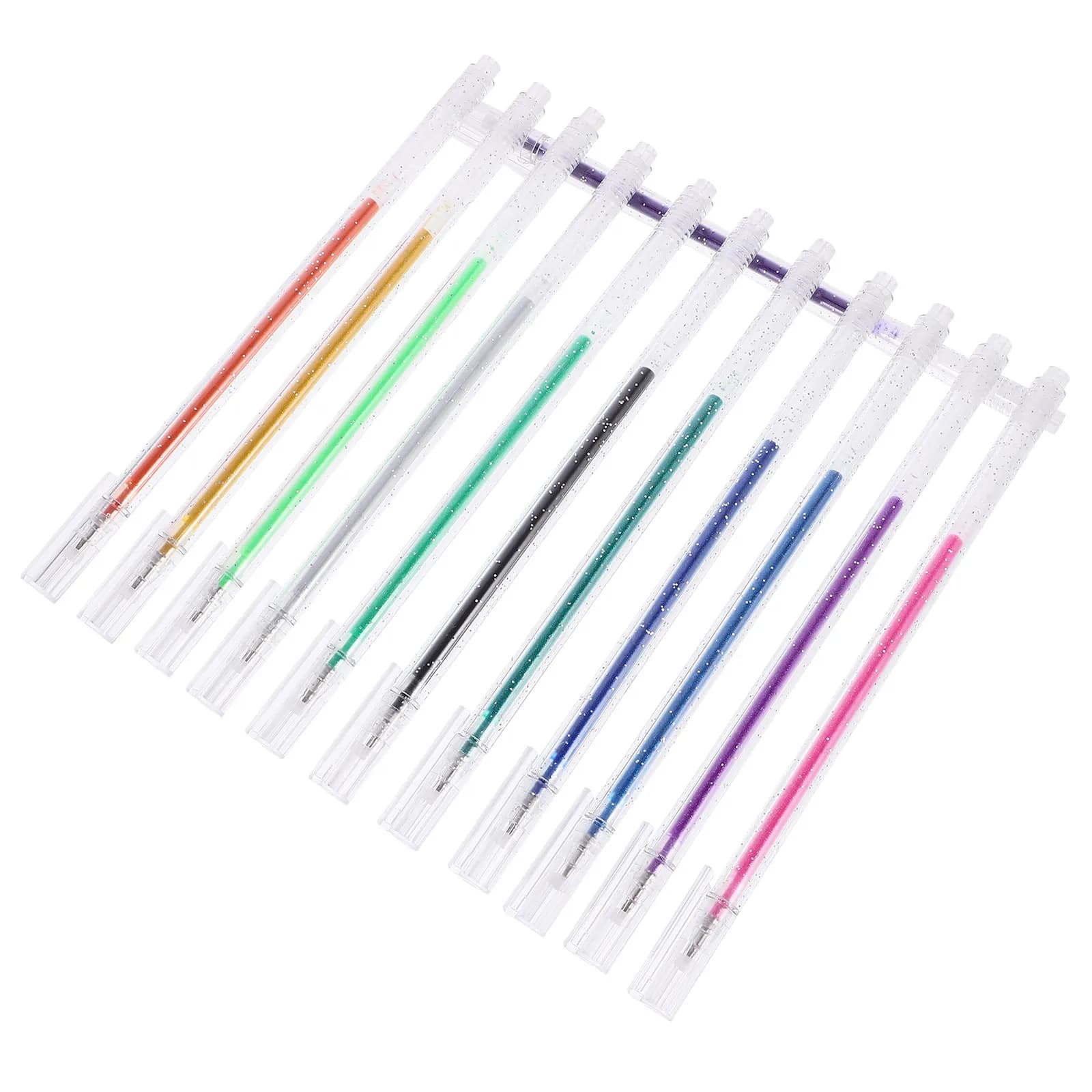 Set di 12 Penne Gel Glitterate in Colori Assortiti, Finitura Metallica Lucida, Pennarelli Multiuso per Cartoline Fai-da-Te, Appunti di Studio, Progetti Artistici