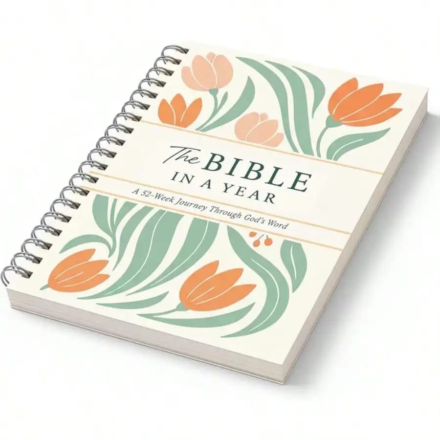 Biblical study plan for women over 52 weeks, with spiral binding, biblical notebook for one year, daily guided reading with space for notes