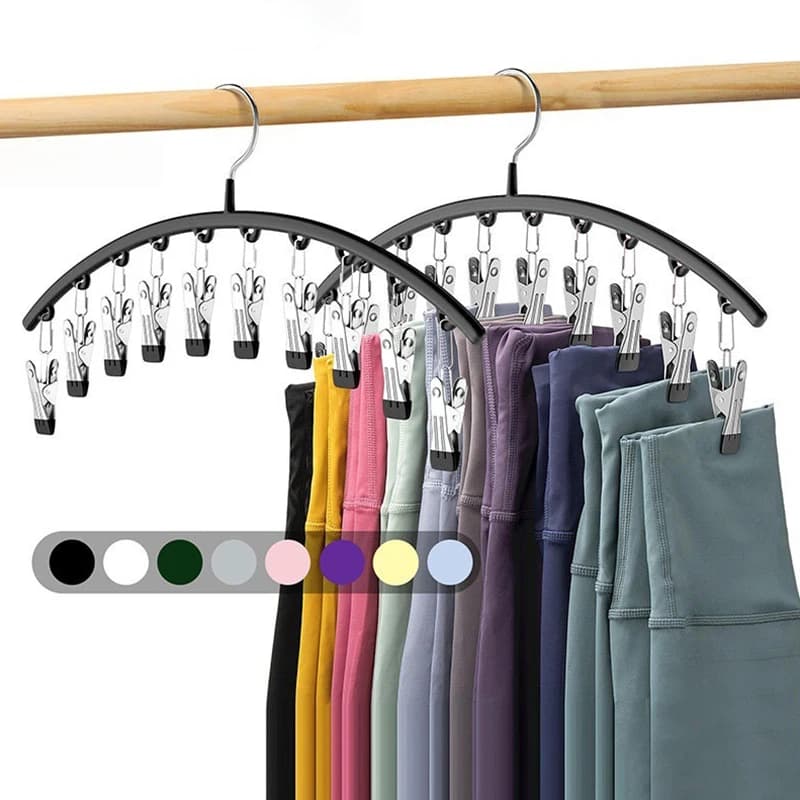 Stainless Steel Windproof Dryer with 10 Clips, Socket for Socks and Underwear, Socks Organizer