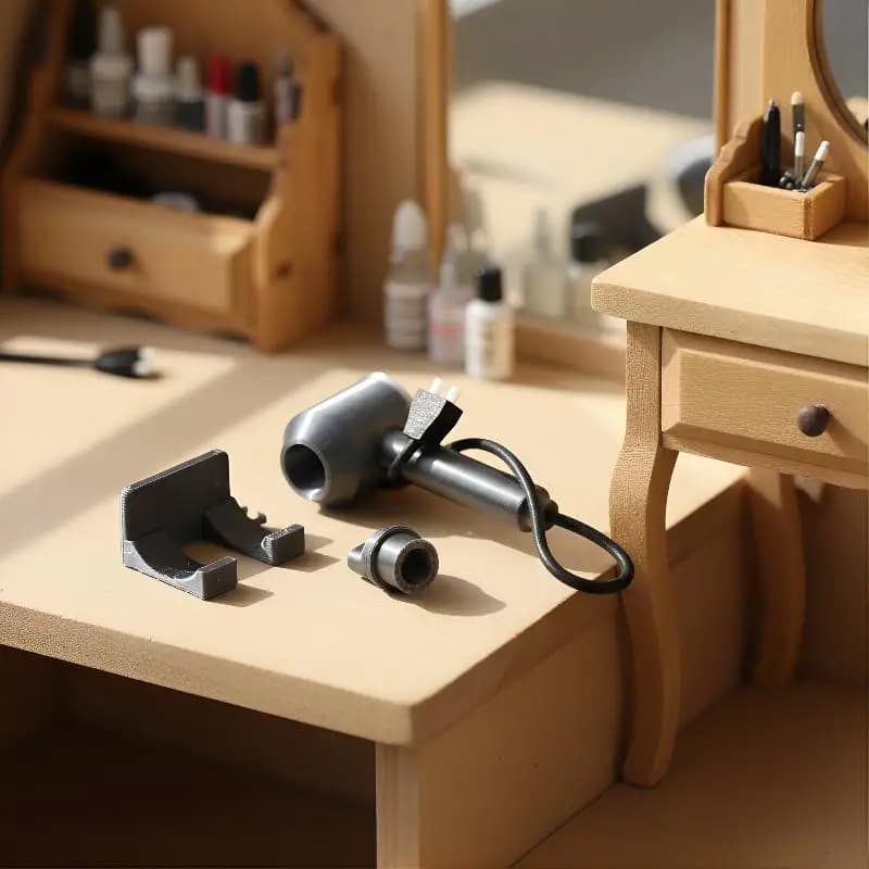 Mini Asciugacapelli da Parete 1/12 – Ornamento per Bagno di Casa delle Bambole, Giocattolo per Gioco di Ruolo Arredamento Camera da Letto