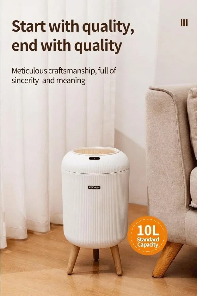 Cestino per Rifiuti con Sensore di Movimento e Coperchio Automatico, Piccolo Contenitore Intelligente in Plastica per Bagno, Camera da Letto, Cucina e Ufficio