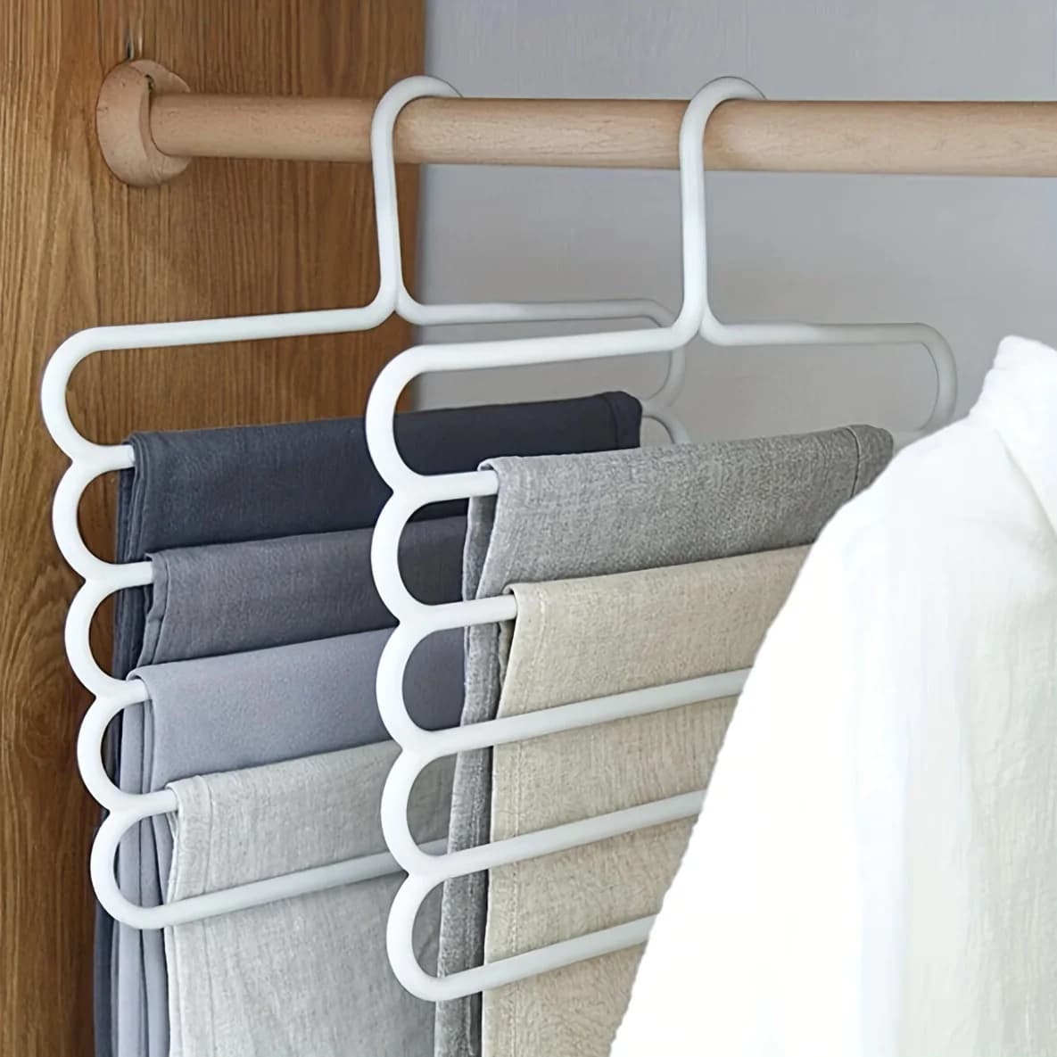 1pcs Multi-Layer Pants Rack - Space-Saving, Anti-Slip, and Adjustable Design for Organizing Clothes, Scarves, and Accessories