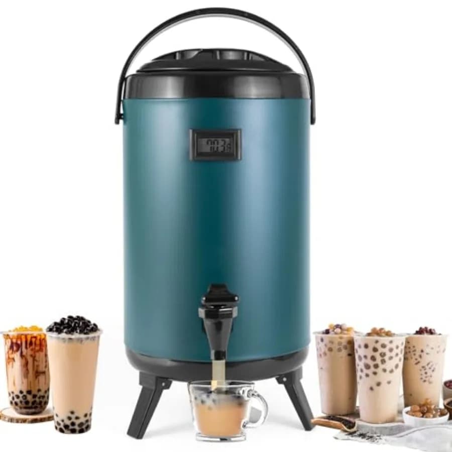 Dispenser per bevande calde e fredde in acciaio inox, isolato, con termometro, 12 litri.