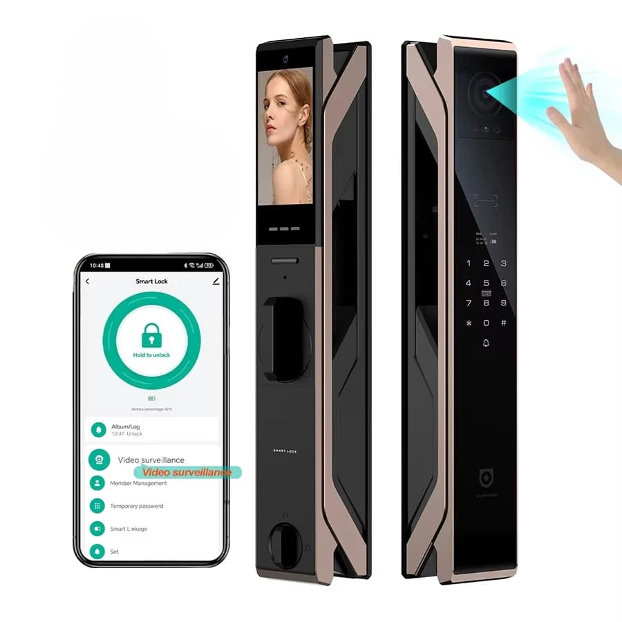 Impronta digitale biometrica Smart Lock Palm Vein Face Recognition Ai Tuya Wifi Sblocca serratura digitale Blocco password con fotocamera