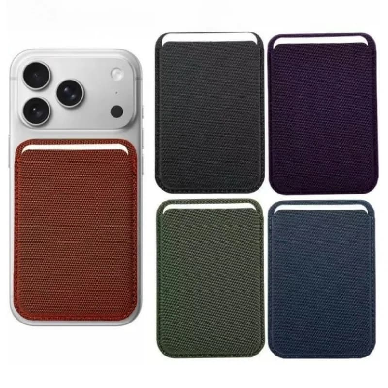 Strong Magnetic Leather Techwoven Card Holder Wallet For Magsafe iPhone 17 Pro Max Samsung S25 S26 Ultra Macsafe Card Slots Case