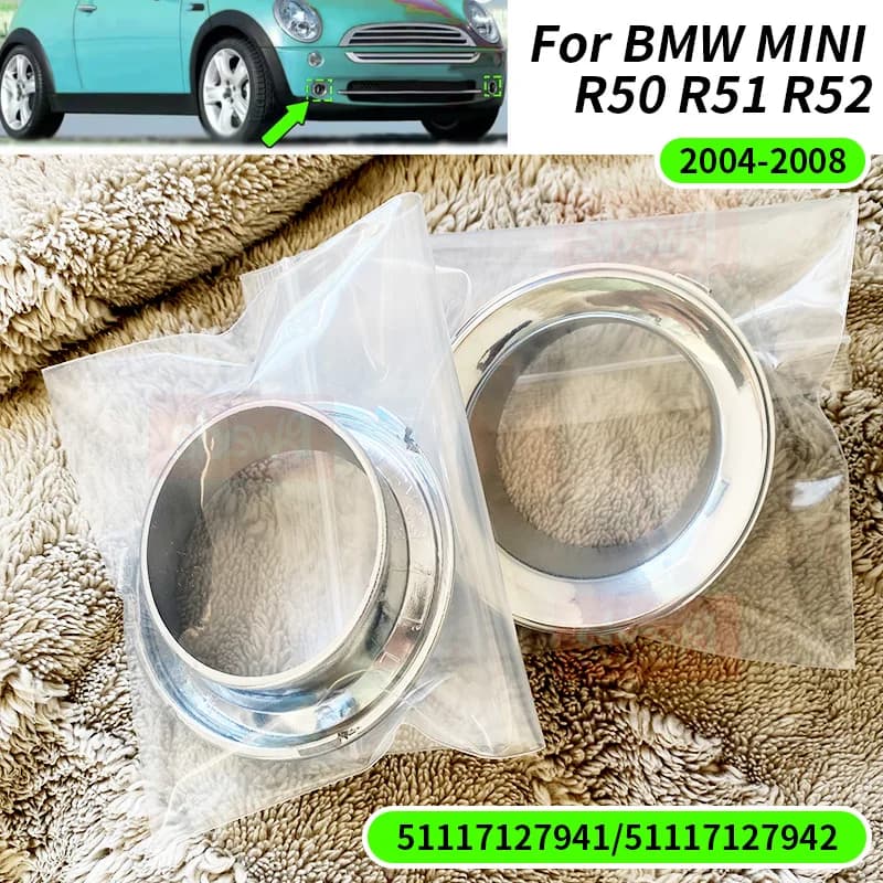 Per BMW Mini R50 R52 R53 2006 1Pc Paraurti Anteriore Fendinebbia Lampada Telaio di Copertura Sinistra/Destra Anello Elettrolitico ABS Esterno Chrome Trim