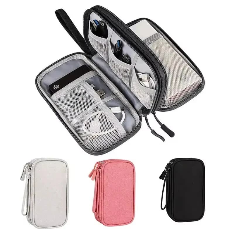 Borsa organizer da viaggio portatile 1PC Custodia impermeabile per cavo a doppio strato Custodia per il trasporto per la gestione dei cavi Gadge tecnologico portatile