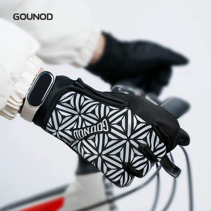 Guanti Sportivi GOUNOD a Dita Intere, Antiscivolo, con Stampa Geometrica, Robusti, Durevoli, Eleganti, Casual, Moderni, per Palestra, Fitness, Allenamento, Uso Quotidiano