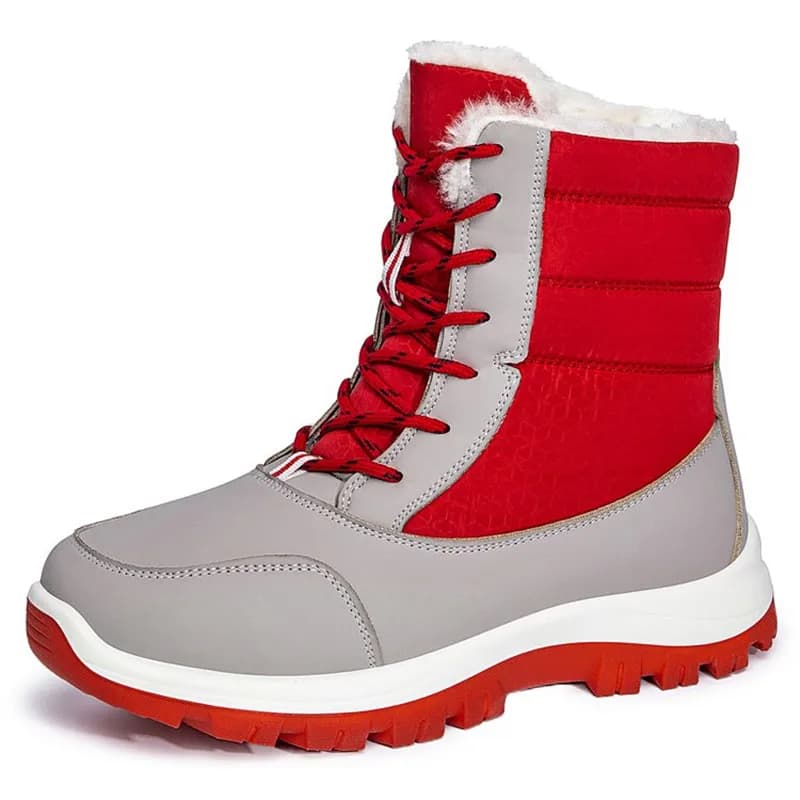 Stivali da neve in peluche caldi a prova di freddo di marca per le donne Scarpe invernali in pelliccia 2025 con fondo spesso impermeabile per escursionismo all'aperto