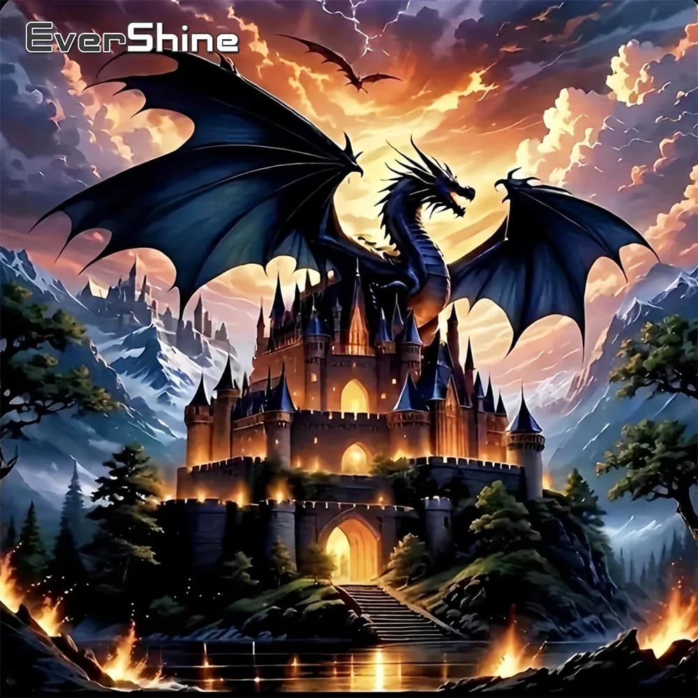 Evershine Nuovo arrivo diamante ricamo castello pittura fai da te dinosauro animale kit punto croce mosaico paesaggio casa regalo per bambini