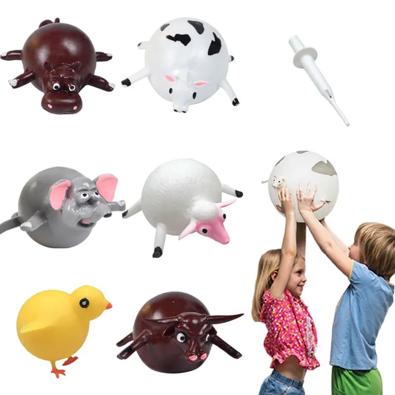 2 Pezzi Palline Antistress Gonfiabili a Forma di Animali Divertenti per Bambini, Giocattoli Morbidi da Spremere, Palloncini Fidget per Feste, Sport, Giochi Divertenti e Carini, Regalo