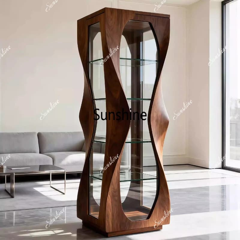 Minimalismo italiano, mobile portabottiglie, decorazione di forma speciale, decorazione in vetro per soggiorno, personalizzato
