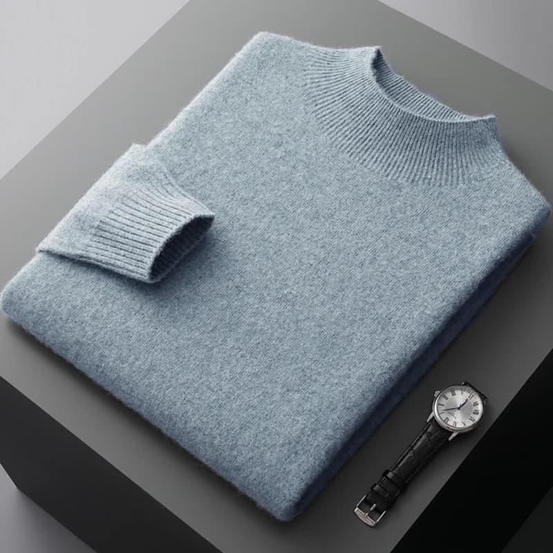 Maglione di lana casual alla moda da uomo nuovo caldo autunno e inverno camicia con fondo lavorato a maglia a collo semi-alto