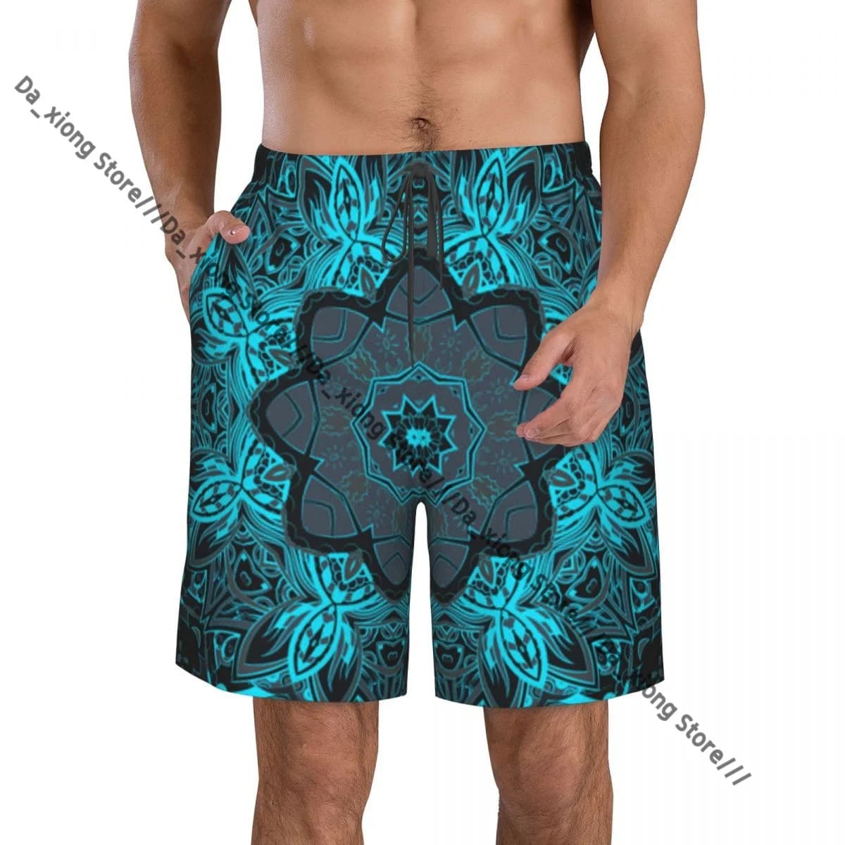 Men Beach Short Quick-drying Swimming Trunk Tracery Mehndi Design Swimwear Swimsuit Bathing Shorts
