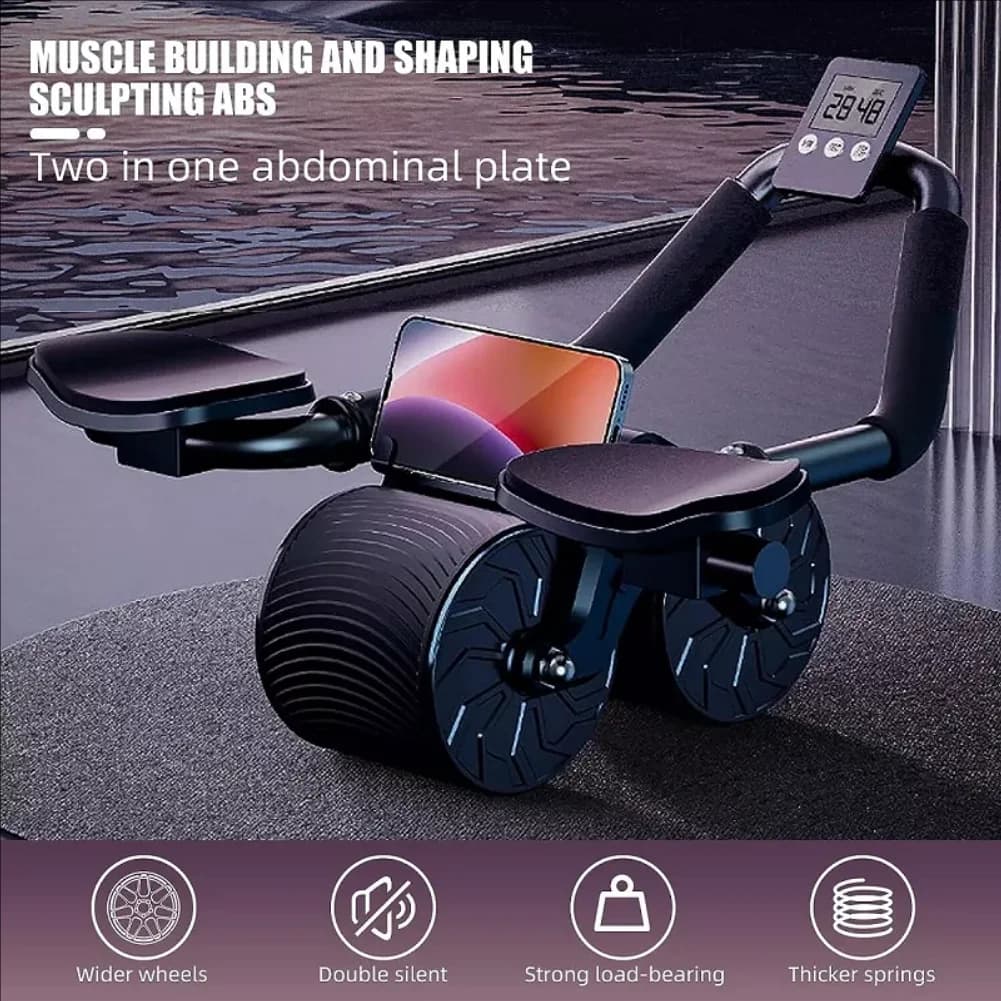 Elbow Support Abdominal Wheel Rebound Wheel Core Anti-Slip Muscle Ab Trainer with Counter Display Fitness Exercise Roller Wheel