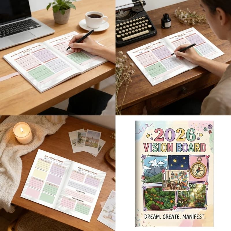 2026 Wishlist Planner Journal Notebook for Office and School Setting Featuring Recycled Paper and Compacts Design