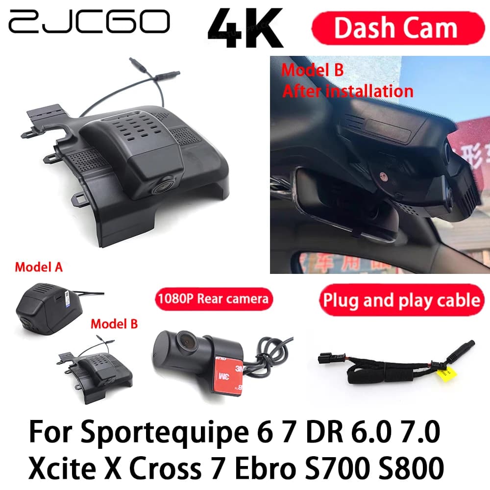 4K Plug and Play Car Camera, Dash Cam with Night Vision for Sportequipe 6 7 DR 6.0 7.0 Xcite X Cross 7 Ebro S700 S800