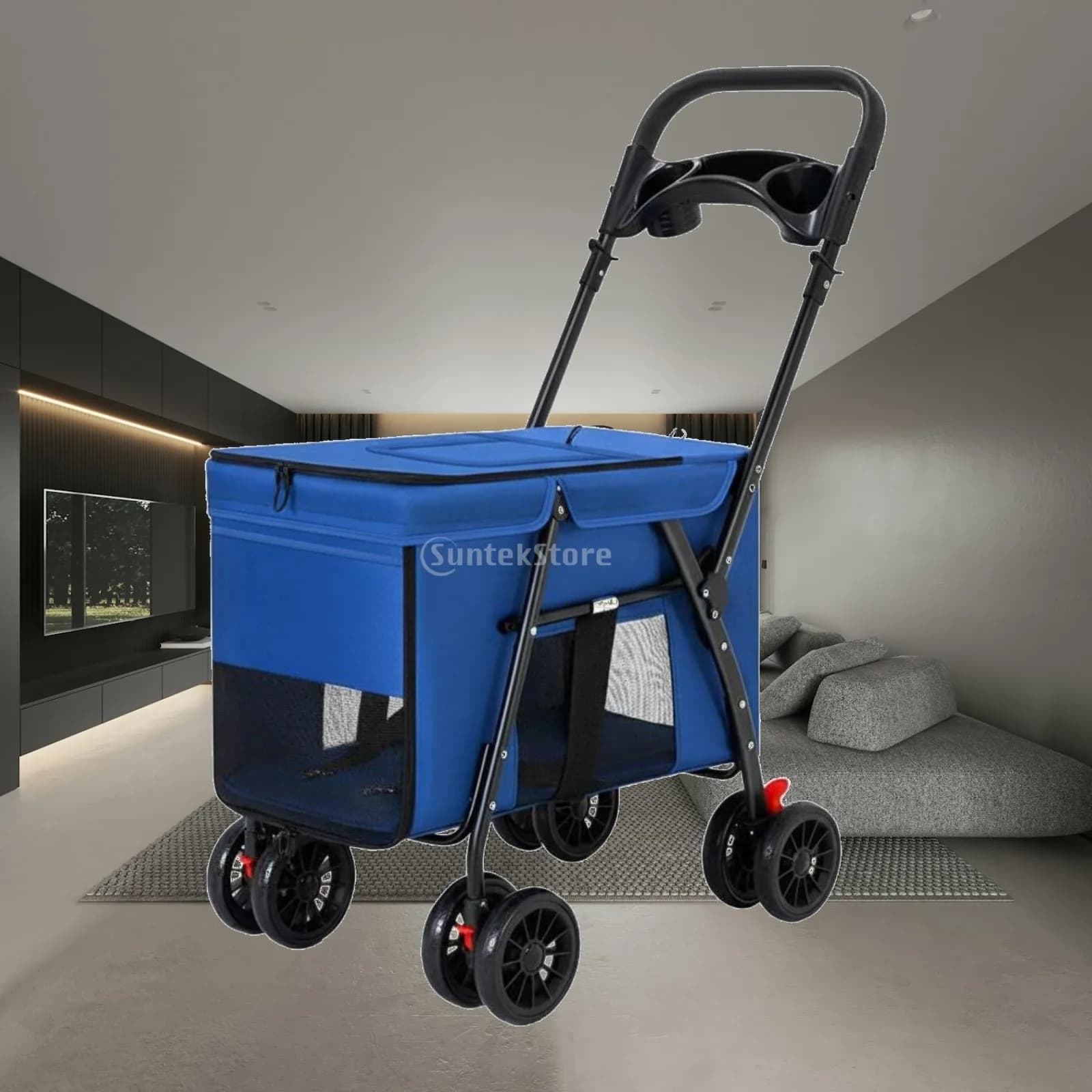 Foldable Dog Stroller Sturdy Oxford Material Large Pet Stroller Lightweight