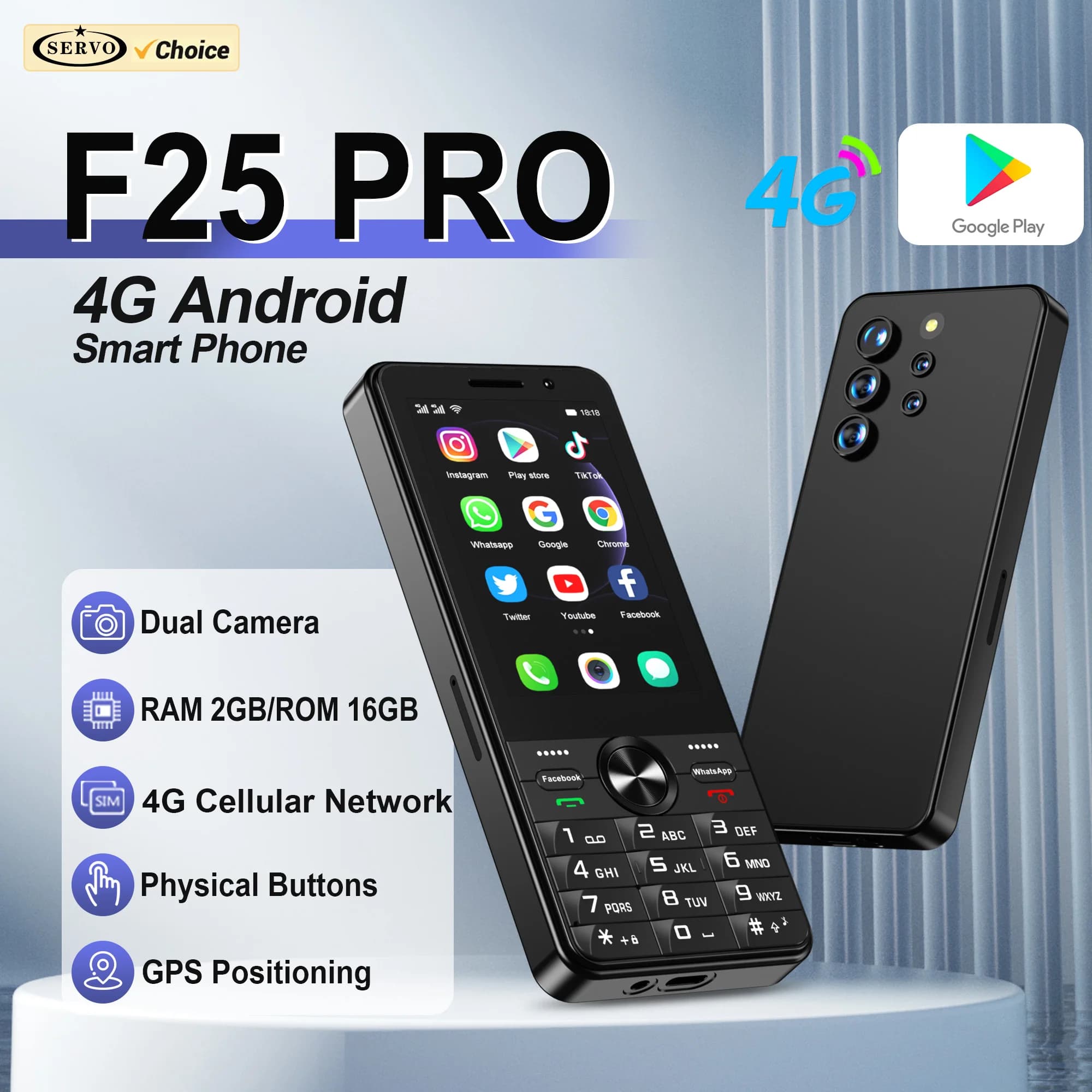 SERVO F25 PRO Smartphone 4G LTE Wi-Fi Hotspot Google Play Sistema Android Dual SIM Standby Touch Screen da 3,5" Telefoni cellulari intelligenti